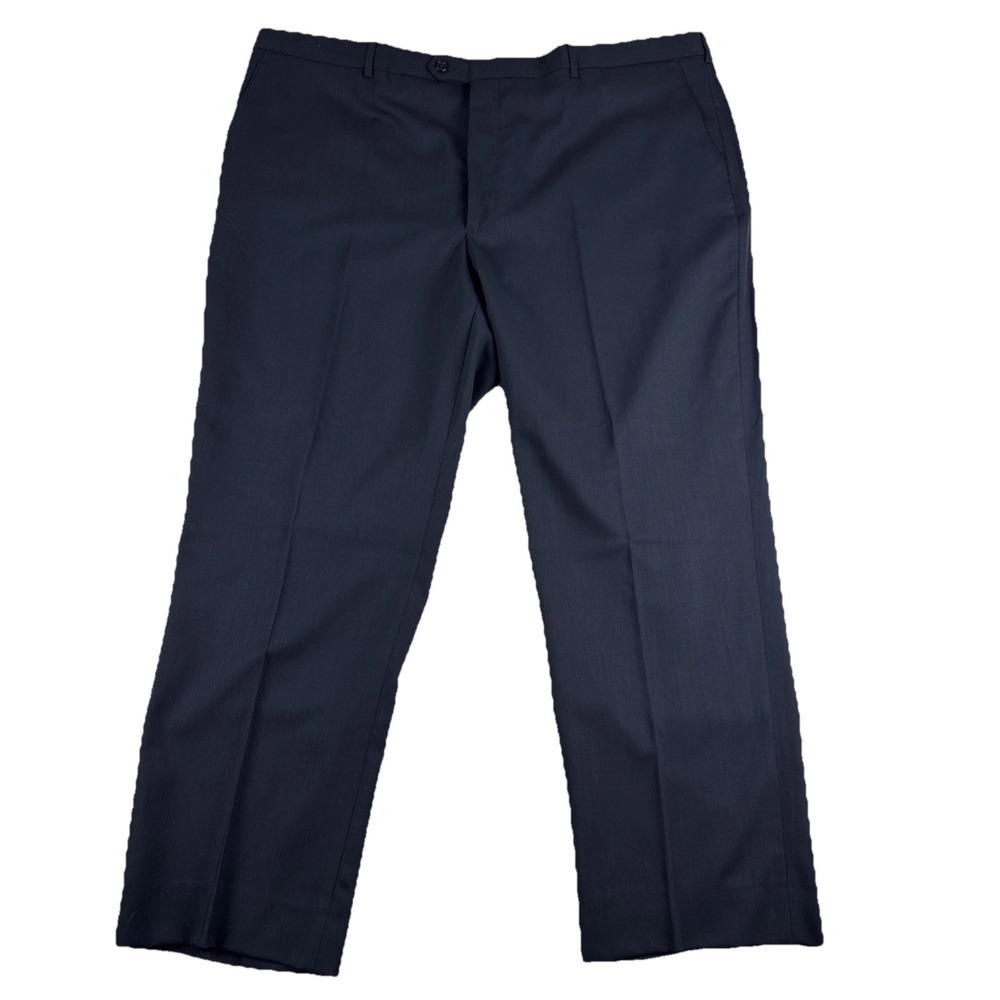 New! Paul Frederick Navy Blue Dress Pants 100% Wool  fits 48*31 (Can be hemmed)